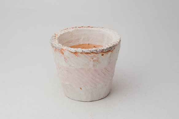 陶器製（2.5号ポット相当）　多肉植物の欲しがる植木鉢 NSSc-6287ピンク 1枚目の画像