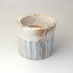陶器製（2号ポット相当）多肉植物の欲しがる植木鉢 SSSc-7353ブルー 1枚目の画像