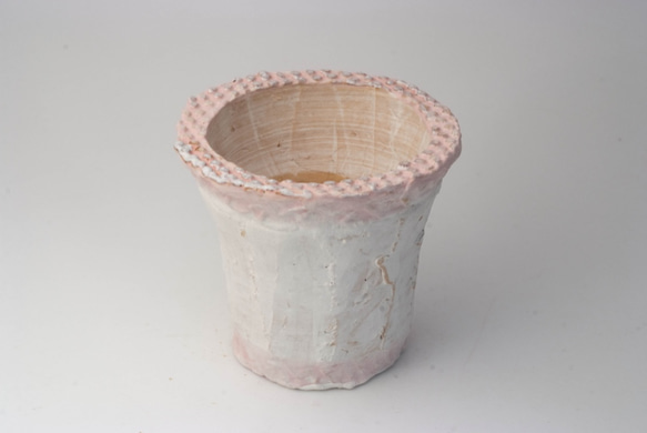 陶器製　多肉植物の欲しがる植木鉢 ICMc-8112ピンク 1枚目の画像