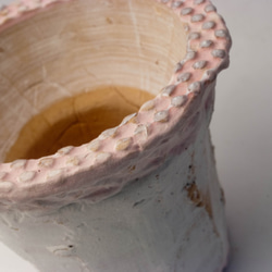 陶器製　多肉植物の欲しがる植木鉢 ICMc-8112ピンク 2枚目の画像