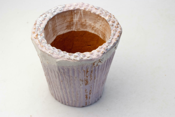 植木鉢 陶器（２号ポット相当）多肉植物の欲しがる植木鉢 AAMc-9038パープル 2枚目の画像