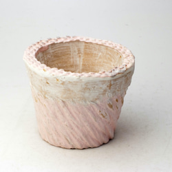 陶器製（2.5号ポット相当）多肉植物の欲しがる植木鉢 SMSc-2375ピンク 1枚目の画像