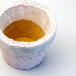 陶器製（2.5号ポット相当）多肉植物の欲しがる植木鉢 SMSc-2375ピンク 2枚目の画像