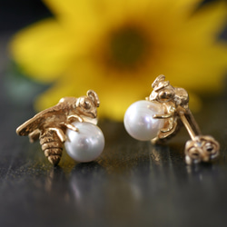 creema限量蜜蜂珍珠耳環SV925 第1張的照片
