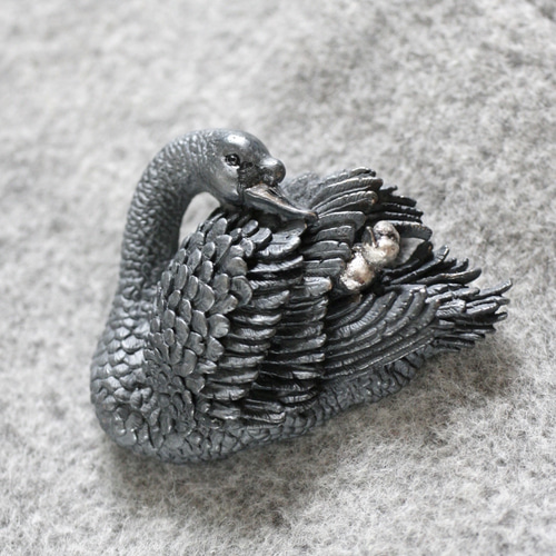 白鳥(Black・Swan)のブローチ SV925 ブローチ オトギノウタ 通販