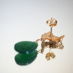 天然石綠瑪瑙雙葉耳環 第5張的照片