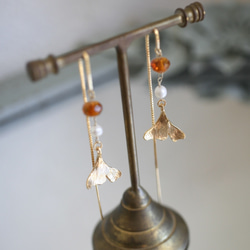 銀杏美國耳環＆琥珀和淡水珍珠 第2張的照片