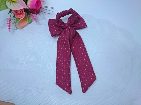 刺繡Q棉長流蘇蝴蝶結髮束 大腸圈 *SK* 第3張的照片