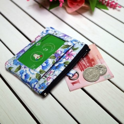 紫の花の財布マネーカードのドキュメント/ドキュメント・セットは、セット/財布/ファスナー小銭財布/名刺ホルダー/トラベルカード/ 1枚目の画像