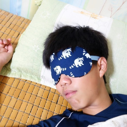 芥末黃底貓咪 可調式睡眠眼罩附收納袋 sleep mask 第4張的照片