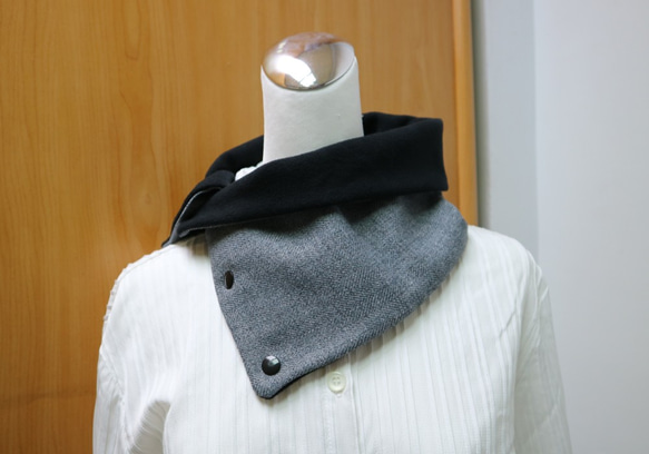 加釦保暖圍脖 頸套 雙面雙色 短圍巾 男女均適用 第1張的照片