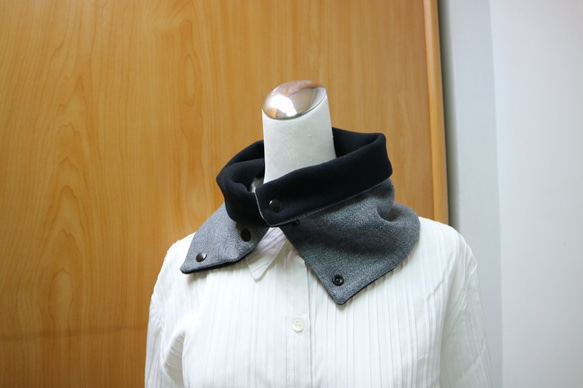 加釦保暖圍脖 頸套 雙面雙色 短圍巾 男女均適用 第3張的照片