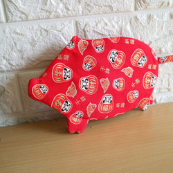 豬福滿滿拉鏈紅包袋錢包 ~紅色福神 第2張的照片