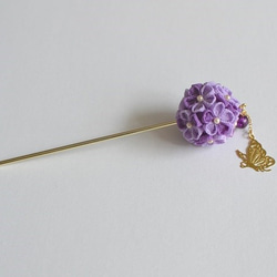 tumami＊紫陽花と蝶　簪（受注生産） 3枚目の画像