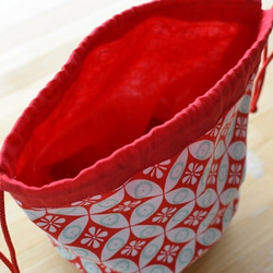 浴衣に似合う籠付巾着✿赤 4枚目の画像