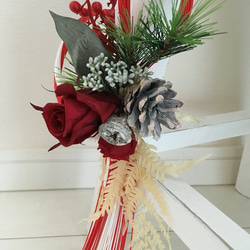 新年の花かざり 紅白 プリザーブドフラワー 4枚目の画像
