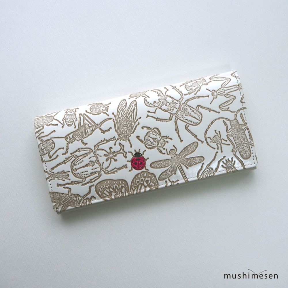 【入荷しました！】 本革長財布（束入れ） ムシメセン 文庫革「日本の昆虫シリーズ」＜ハッピー2匹塗り＞