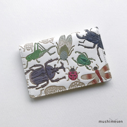 真皮名片夾（通票卡夾）&lt;幸運 7 種動物&gt;Musimesen 文庫皮革“日本昆蟲系列” 第1張的照片