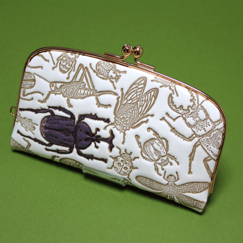 完売・再販なし】本革がま口 ムシメセン文庫革「日本の昆虫シリーズ  