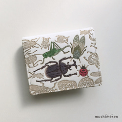 [售罄] 真皮雙折錢包 Musimesen Bunko 皮革“日本昆蟲系列” 第1張的照片