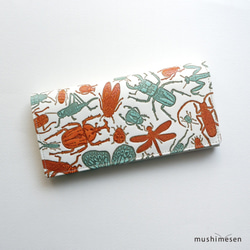 [已售完] 真皮長錢包（捆綁）Musimesen Bunko Leather“日本昆蟲系列”&lt;橙色 x 薄荷色&gt; 第1張的照片