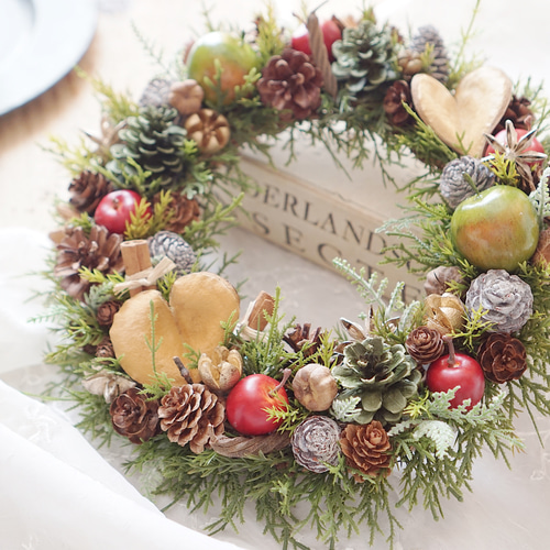 Christmas wreathe 青リンゴのクリスマスリース リース Nico's flower