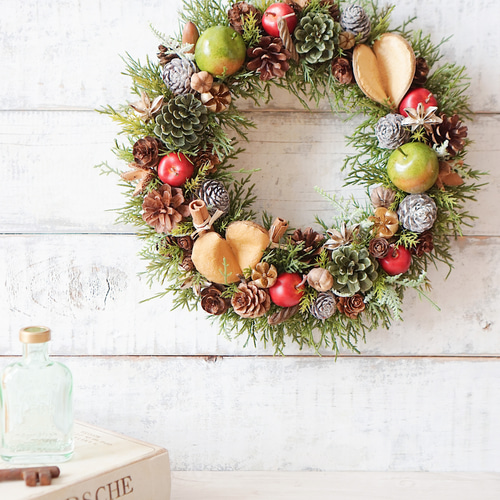 Christmas wreathe 青リンゴのクリスマスリース リース Nico's flower