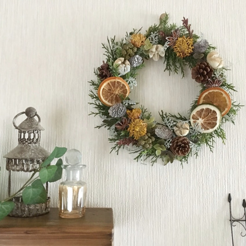 orange Christmas ドライオレンジのクリスマスリース リース