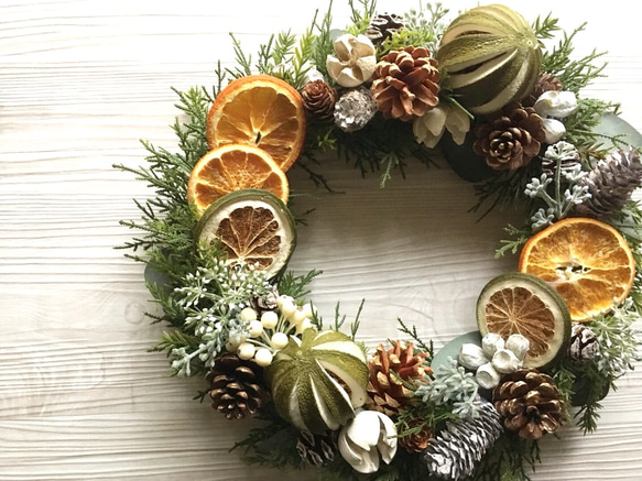 クリスマスリースX'mas wreath天然生プリザーブドドライツリー大きい