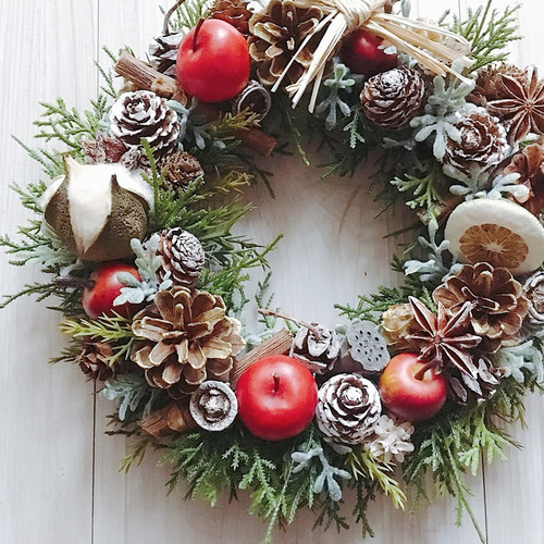 Sサイズ】Apple and lime 姫りんごとライムのクリスマスリース リース