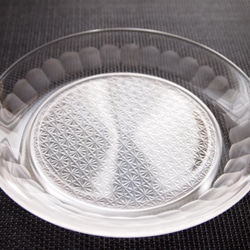切子ガラス　　平皿小　「菊つなぎ」 2枚目の画像