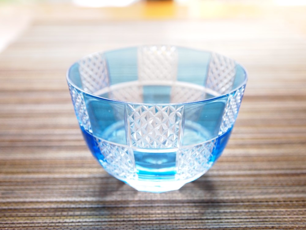切子ガラス　　冷茶　「市松」