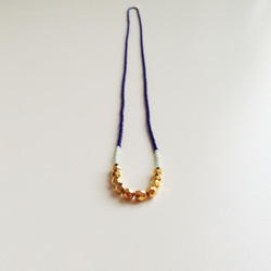 beads necklace [color block : navy x mint] 1枚目の画像