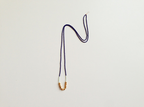 beads necklace [color block : navy x mint] 2枚目の画像