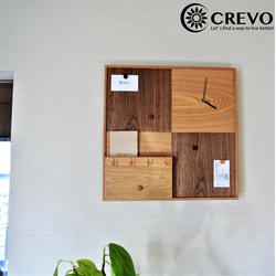 時計 壁面収納【DECORETE board】木製 掲示板 ※受注生産品 2枚目の画像