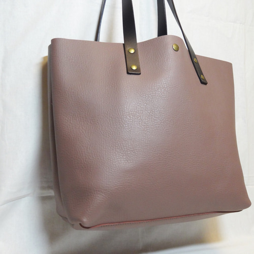 本革 トートバッグ ローズブラウン×ブラック トートバッグ ブエナ