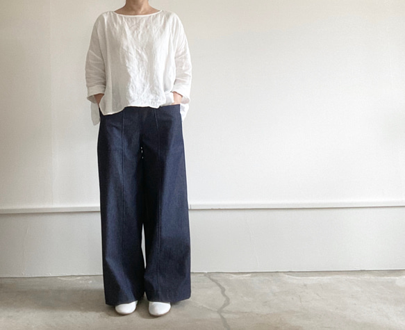 S・ML・2L・3L・丈調整＊デニムアウトポケットワイドパンツ 1枚目の画像
