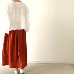 即納　カラーリネンアウトポケットスカート(テラコッタ) 4枚目の画像