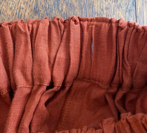 即納　カラーリネンアウトポケットスカート(テラコッタ) 8枚目の画像
