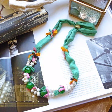 バロック真珠・シルクグリーン