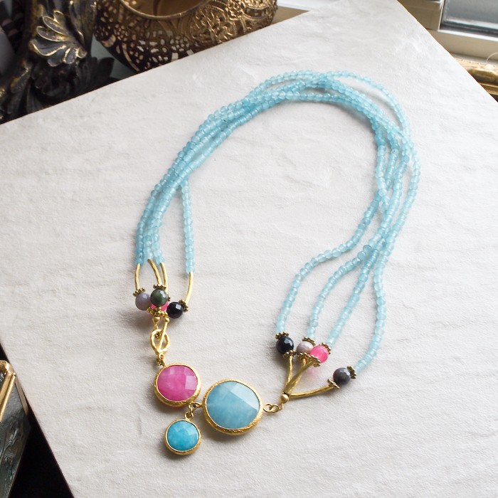 オリエンタルネックレス　クリスタルキャンディBL