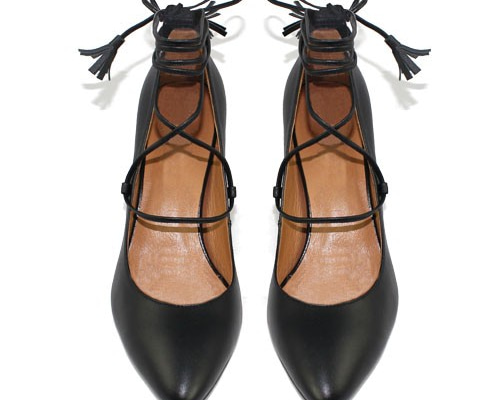 美品 ブラックレザー レースアップパンプス　 Knuth Marf ブラック ランバン コレクション LANVIN COLLECTION ホットフィックス