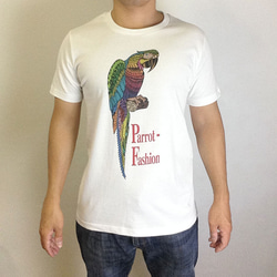 オウムTシャツ　Parrot-Fashion　ホワイト 1枚目の画像