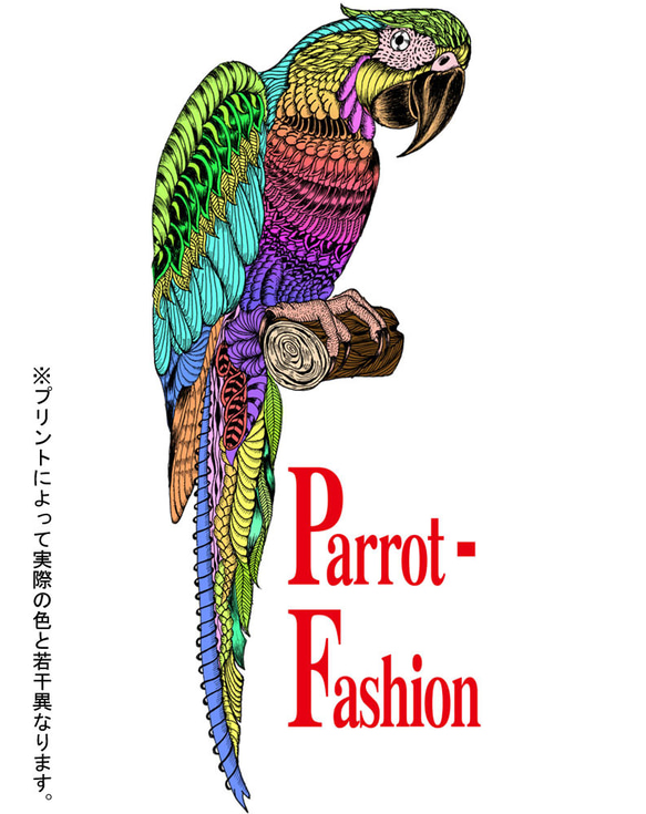 オウムTシャツ　Parrot-Fashion　ホワイト 2枚目の画像