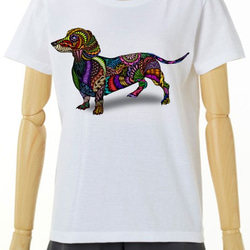 ダックスフンドTシャツ　Dachshund-tangle-white 2枚目の画像