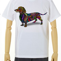 ダックスフンドTシャツ　Dachshund-tangle-white 3枚目の画像