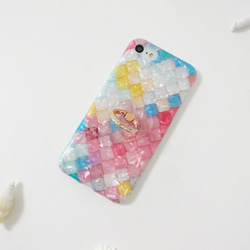 【iphone各種】バンカーリング付き♥カラフルマーメイド シェル ソフトケース 3枚目の画像