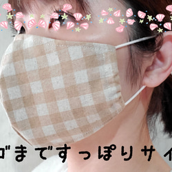《夏も快適》立体マスク☆フィルターポケット・ノーズワイヤー入り☆洗って使える 4枚目の画像
