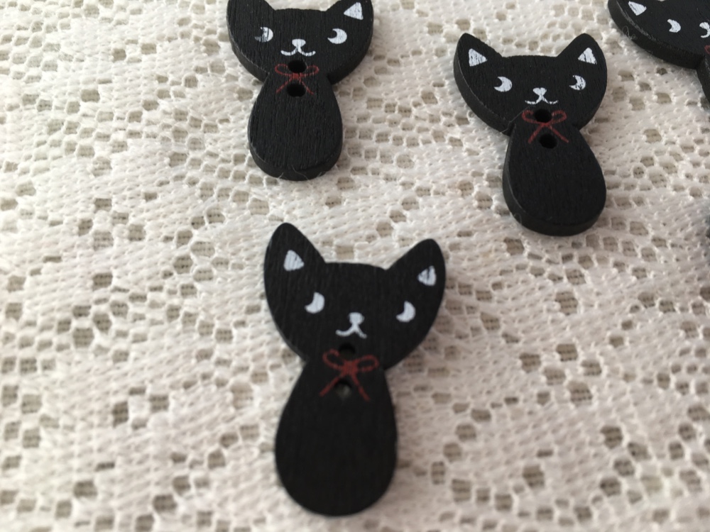 特別価格★【版画（額縁なし）】ボタンコレクター（黒猫） Welcome to Black and White Figure Collection