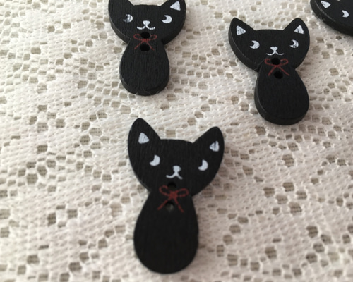 黒猫 2 CB *12個*25mm*黒ねこ2穴 ボタン * kraftbuttons * 通販 4112636